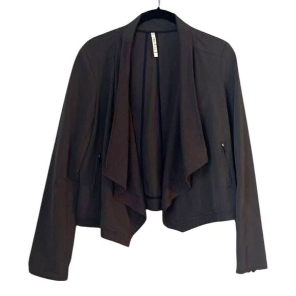 Willow & Clay Blazer Jacket Open Drape Front Size Medium Dark Gray - Picture 1 of 8